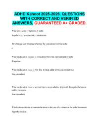 ADHD Kahoot 2025-2026. QUESTIONS  WITH CORRECT AND VERIFIED  ANSWERS. GUARANTEED A+ GRADED