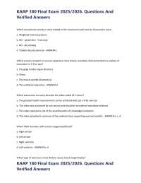 KAAP 180 Final Exam: Kinesiology Questions and Verified Answers