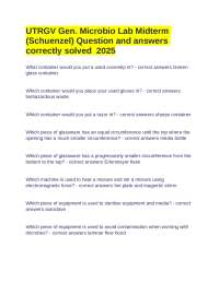 UTRGV Gen. Microbio Lab Midterm (Schuenzel) Question and answers correctly solved  2025