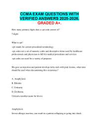 CCMA EXAM QUESTIONS WITH  VERIFIED ANSWERS 2025-2026.  GRADED A+.