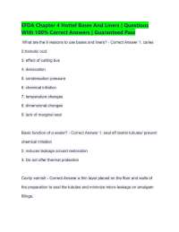 EFDA Chapter 4 Hottel Bases And Liners | Questions With 100% Correct Answers | Guaranteed