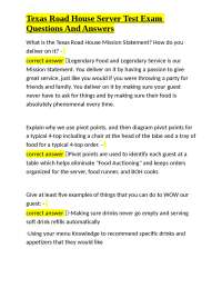 Texas Road House Server Test Exam Questions And Answers