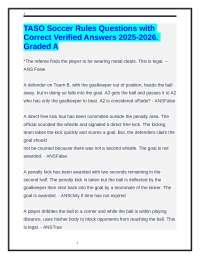 TASO Soccer Rules Questions with Correct Verified Answers 2025-2026. Graded A