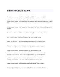 BSEP WORDS 31 Exam With Complete Questions And Answers.