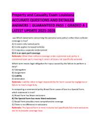 Property and Casualty Exam Louisiana ACCURATE QUESTIONS AND DETAILED  ANSWERS | GUARANTEED