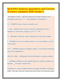 NLN-PAX Science Questions and Correct Answers Updated 2025 Grade A