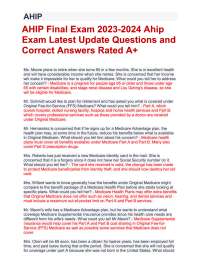 AHIP Final Exam 2023-2024 AHIP Exam Latest Update Questions and Correct Answers Rated A+