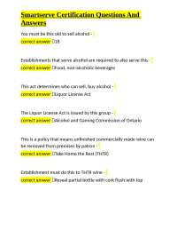 Smart Serve Certification Exam: Q&A Guide to Ontario Alcohol Laws