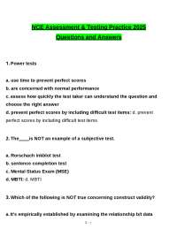 NCE Assessment & Testing Practice tested questions with revised correct answers, a+ guar