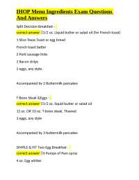 IHOP Menu Ingredients: Exam Questions and Answers for Culinary Students