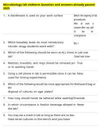 Microbiology lab midterm Question and answers already passed 2025