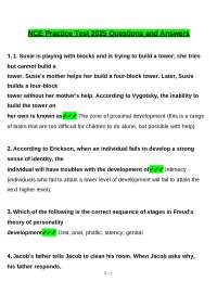 NCE Practice Test tested questions with revised correct answers, a+ guarantee