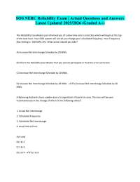 SOS NERC Reliability Exam | Actual Questions and Answers Latest Updated 2025/2026