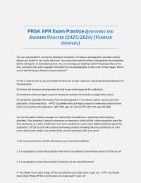 PRSA APR Exam Practice QUESTIONS AND ANSWERS UPDATED (2025/2026) (VERIFIED ANSWERS)