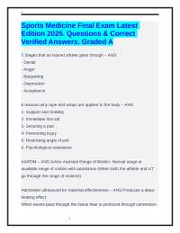 Sports Medicine Final Exam Latest Edition 2025.Questions & Correct Verified Answers.Grad A