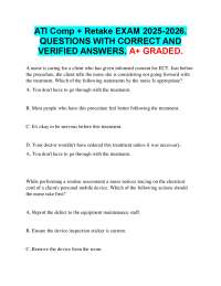 ATI Comp + Retake EXAM 2025-2026.  QUESTIONS WITH CORRECT AND  VERIFIED ANSWERS. A+ GRADED