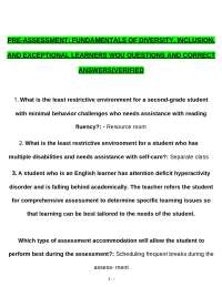 PRE-ASSESSMENT: FUNDAMENTALS OF DIVERSITY, INCLUSION