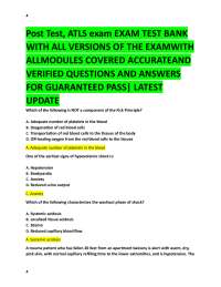 Post Test, ATLS exam EXAM TEST BANK  WITH ALL VERSIONS OF THE EXAMWITH  ALLMODULES COVERED