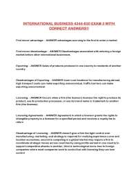 INTERNATIONAL BUSINESS 4344-830 EXAM 3 WITH CORRECT ANSWERS!!