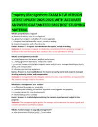 Property Management EXAM NEW VERSION  LATEST UPDATE 2025-2026 WITH ACCURATE  ANSWERS