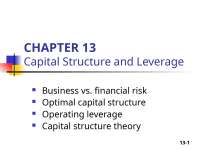 Corporate Finance Capital Structure, Leverage, and Dividend Policy