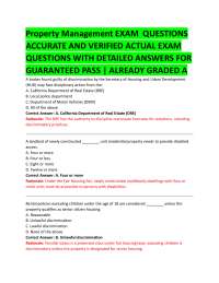 Property Management EXAM  QUESTIONS   ACCURATE AND VERIFIED ACTUAL EXAM  QUESTIONS