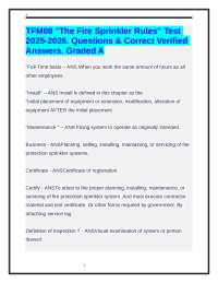TFM08 "The Fire Sprinkler Rules" Test 2025-2026. Questions & Correct Verified Answers.