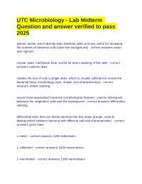 UTC Microbiology - Lab Midterm  Question and answer verified to pass 2025