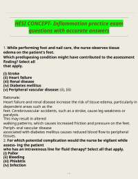 HESI CONCEPT- Inflammation practice exam questions with accurate answers