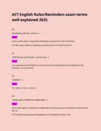 ACT English Rules/Reminders exam terms well explained 2025.  Qs Introductory phrase = Comm