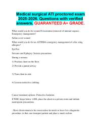 Medical surgical ATI proctored exam  2025-2026. Questions with verified  answers. A+ GRADE
