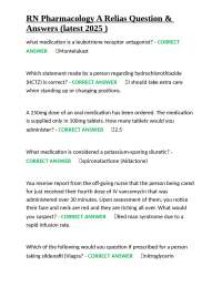 RN Pharmacology A Relias Question & Answers (latest 2025 )