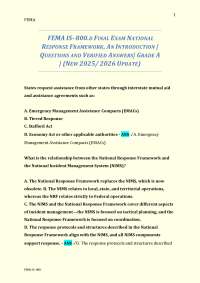 FEMA IS- 800.D FINAL EXAM NATIONAL RESPONSE FRAMEWORK, AN INTRODUCTION | Q&As