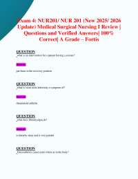 Exam 4: NUR201/ NUR 201 (New 2025/ 2026 Update) Medical Surgical Nursing I Review | Q&As