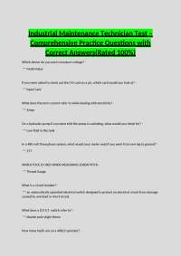 Industrial Maintenance Technician Test – Comprehensive Practice Questions with Correct Ans