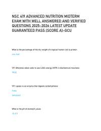 NSC 419 ADVANCED NUTRITION MIDTERM EXAM WITH WELL ANSWERED AND VERIFIED QUESTIONS 2025/26