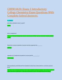 CHEM 4420: Exam 1 Introductory College Chemistry Exam Questions With Complete Solved Answe