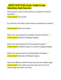 IHOP Front of House SOP Study Guide: Q&A for Restaurant Service Excellence