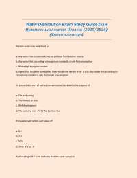 Water Distribution Exam Study Guide EXAM QUESTIONS AND ANSWERS UPDATED (2025/2026)