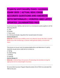 Property and Casualty Exam- Louisiana   EXAM 2025 | ACTUAL REAL EXAM  ACCURATE QUESTIONS