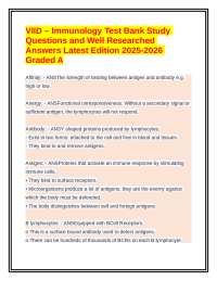 VIID – Immunology Test Bank Study Questions and Answers Latest 2025