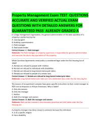 Property Management Exam TEST  QUESTIONS   ACCURATE AND VERIFIED ACTUAL EXAM  QUESTIONS