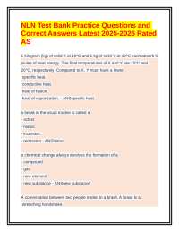 NLN Test Bank Practice Questions and Answers Latest 2025-2026 Rated A