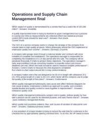 Operations and Supply Chain Management final Exam Questions and Correct Answers