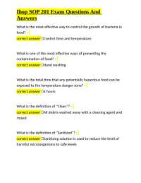 IHOP SOP 201: Food Safety Exam Questions and Answers