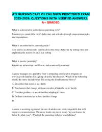 ATI NURSING CARE OF CHILDREN PROCTORED EXAM  2025-2026. QUESTIONS WITH VERIFIED ANSWERS.A+