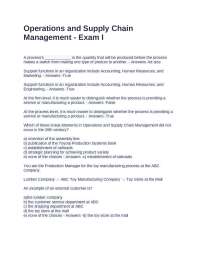 Operations and Supply Chain Management Exam Questions With 100% Correct Answers