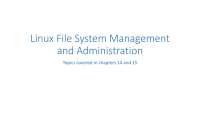 CIT 315 Linux File System Management and Administration