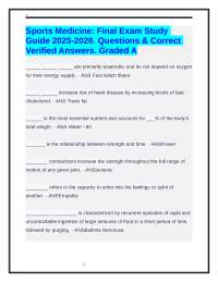 Sports Medicine: Final Exam Study Guide 2025-2026. Questions & Correct Verified Answers.
