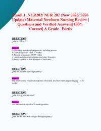 Exam 1: NUR202/ NUR 202 (New 2025/ 2026 Update) Maternal Newborn Nursing Review | Q&As